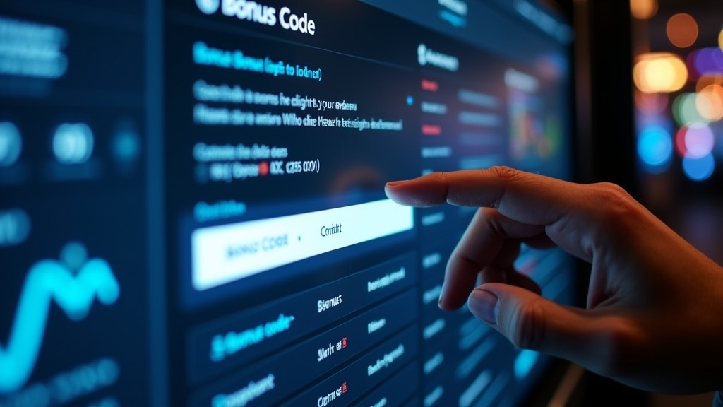 Bonuscode wird in ein Kontofeld im dunklen Casino eingegeben