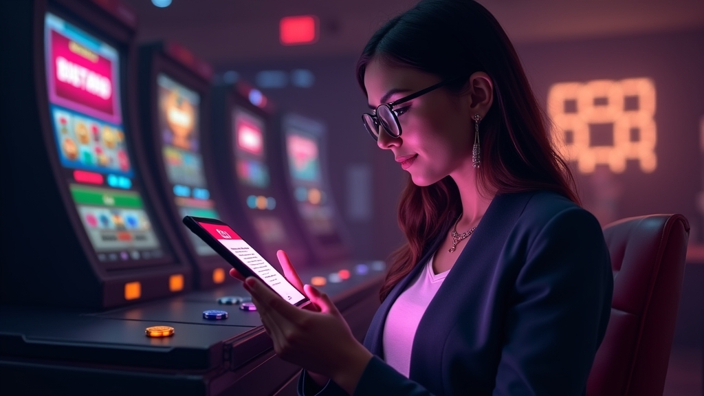 Spieler prüft aktuelle Bonuscodes auf einem Tablet im dunklen Casino