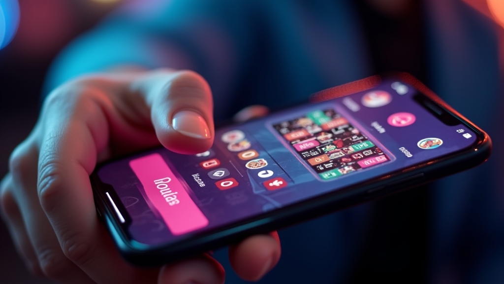 Handy mit übersichtlicher Coinsgame-Oberfläche für die Bedienung mit dem Daumen